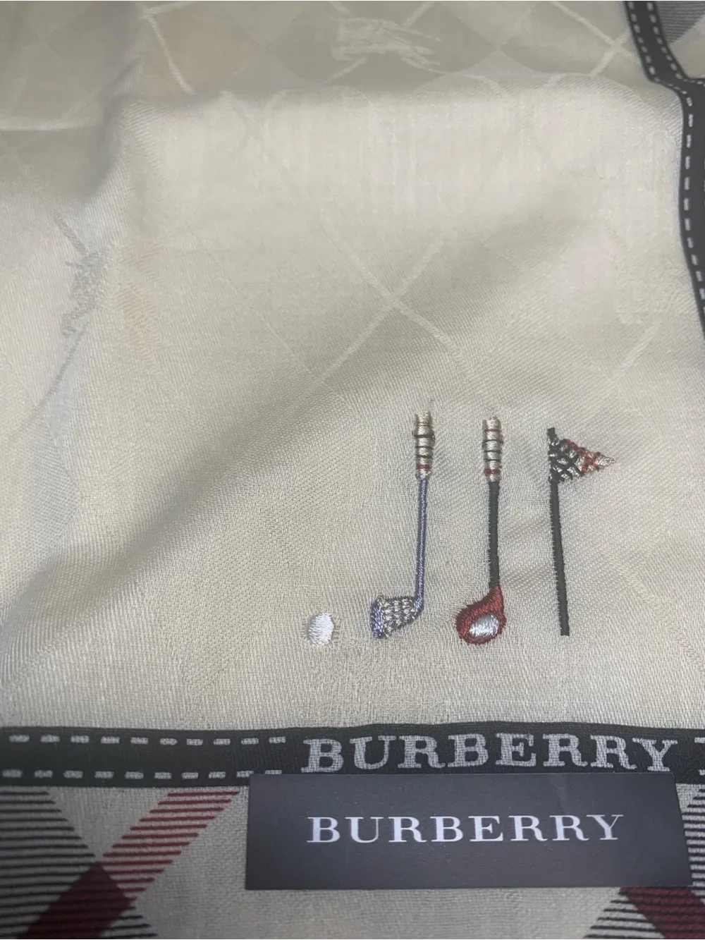 Burberry Plaid Handkerchief in Cream, Black & Red